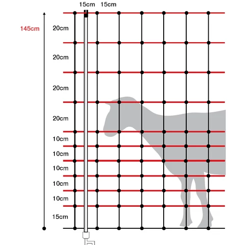 Farkas háló 145 cm, 2 villás leszúróval