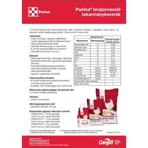 Purina csirkenevelő UNI brojlernevelő takarmánykeverék 10 kg/zsák