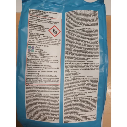 Bolha - hangya - poloska - csotány írtószer / Duracid PW porozószer / 1kg