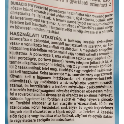 Bolha - hangya - poloska - csotány írtószer / Duracid PW porozószer / 1kg
