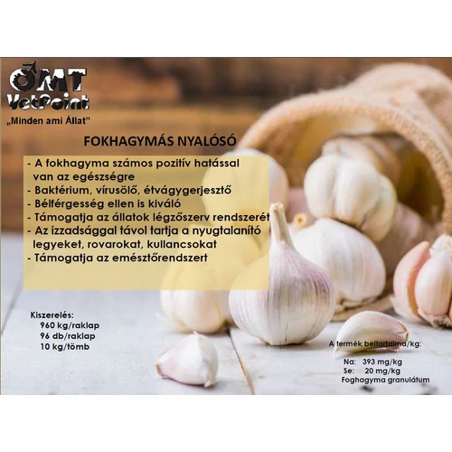 Fokhagymás nyalósó 10 kg-os + Szelén 20 mg/kg