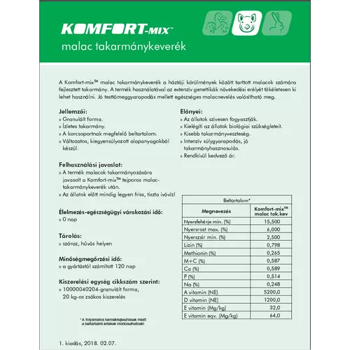 Komfort-Mix malac takarmánykeverék, 20 kg/zsák