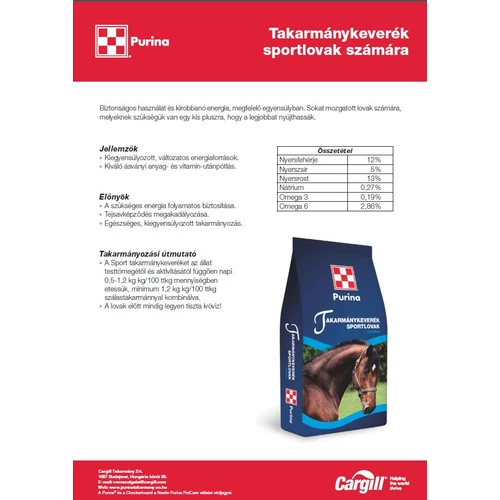Takarmánykeverék sportlovak számára 25 kg/zsák