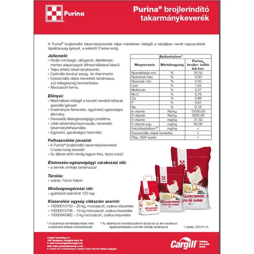 Purina csirke indító UNI brojlerindító takarmánykeverék 10 kg/zsák